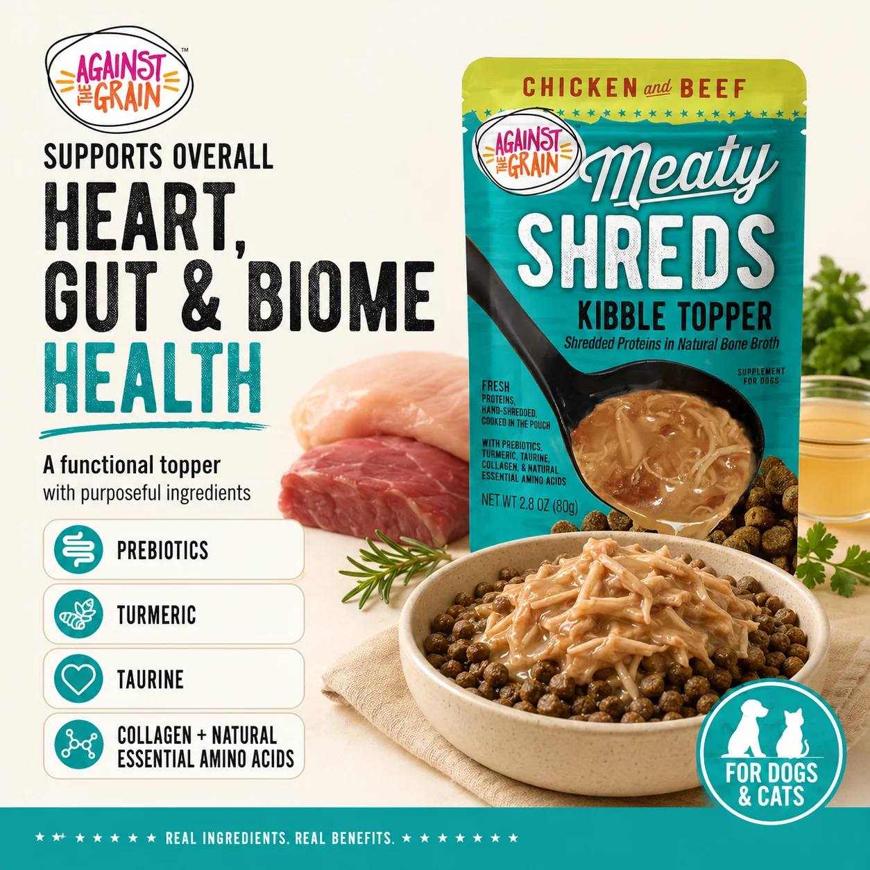 Slow Cooked Shredded Chicken & Beef Kibble Topper - Case of 24 - Image 4